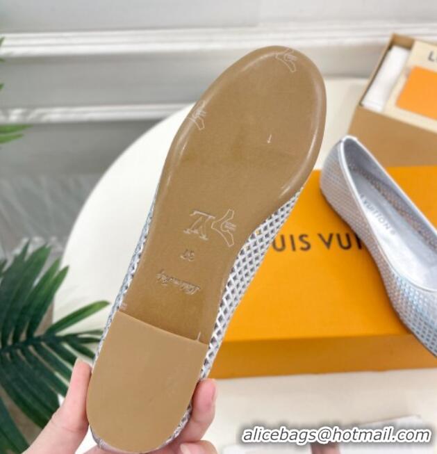 Top Grade Louis Vuitton Shake Flat Ballerinas Flat in Perforated Leather Silver 905101