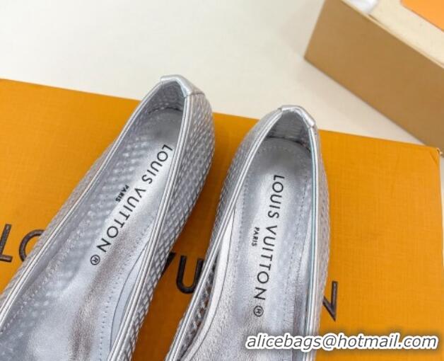 Best Grade Louis Vuitton Shake Flat Ballerinas Flat in Perforated Leather Silver 090510