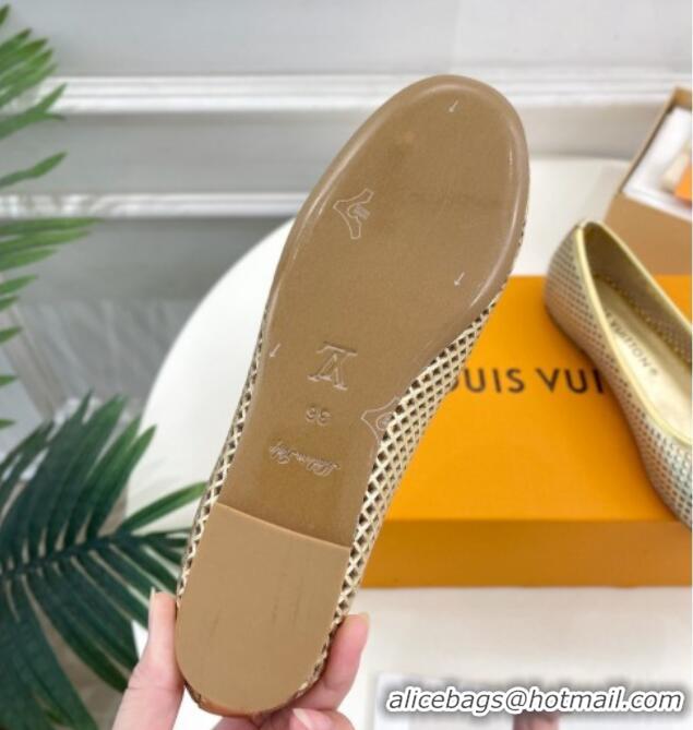 Low Price Louis Vuitton Shake Flat Ballerinas Flat in Perforated Leather Gold 905102