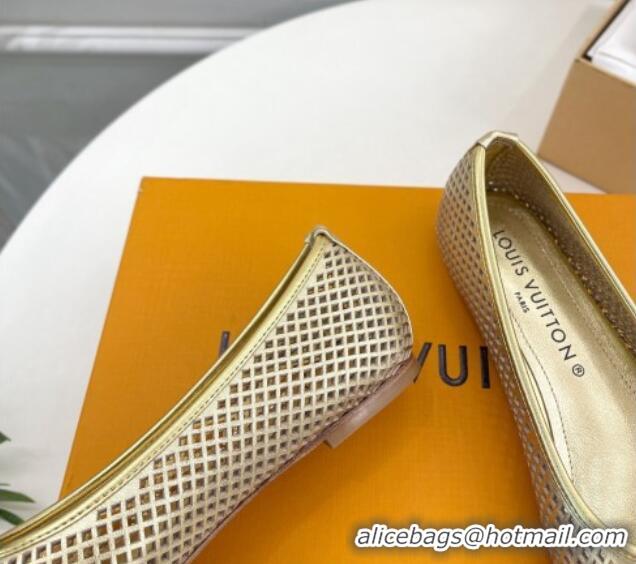 Low Price Louis Vuitton Shake Flat Ballerinas Flat in Perforated Leather Gold 905102