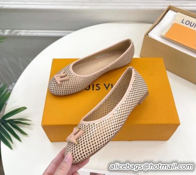 Grade Quality Louis Vuitton Shake Flat Ballerinas Flat in Perforated Leather Beige 905104