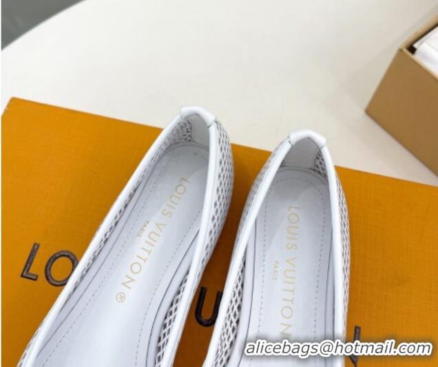 Good Looking Louis Vuitton Shake Flat Ballerinas Flat in Perforated Leather White 905105