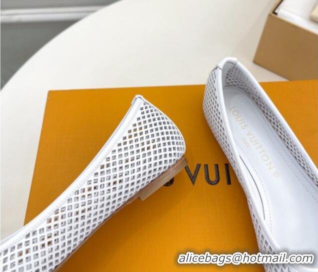 Good Looking Louis Vuitton Shake Flat Ballerinas Flat in Perforated Leather White 905105