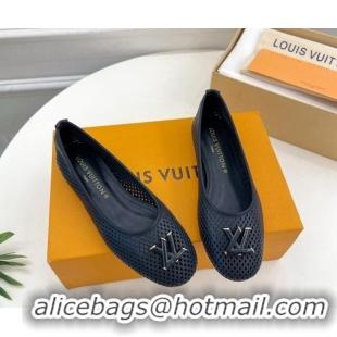 Unique Style Louis Vuitton Shake Flat Ballerinas Flat in Perforated Leather Black 905106