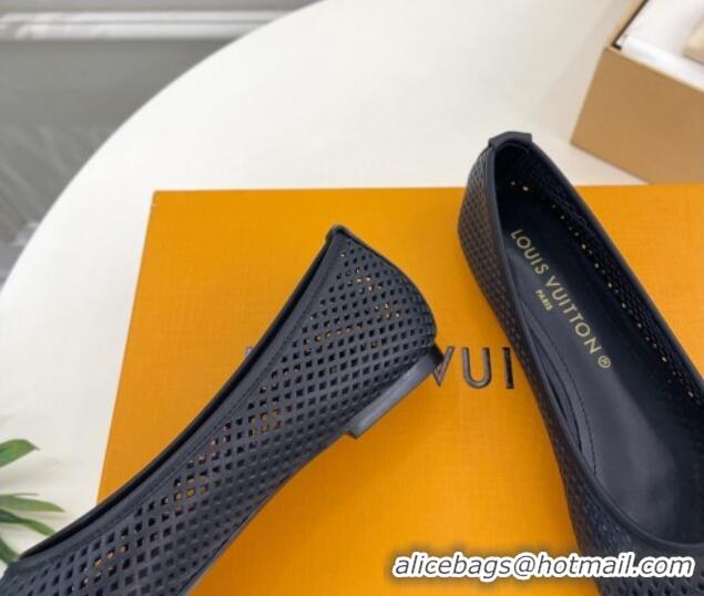 Unique Style Louis Vuitton Shake Flat Ballerinas Flat in Perforated Leather Black 905106