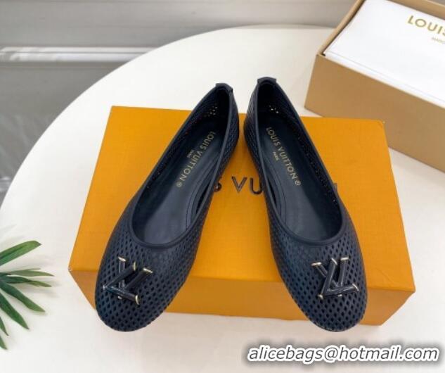 Unique Style Louis Vuitton Shake Flat Ballerinas Flat in Perforated Leather Black 905106