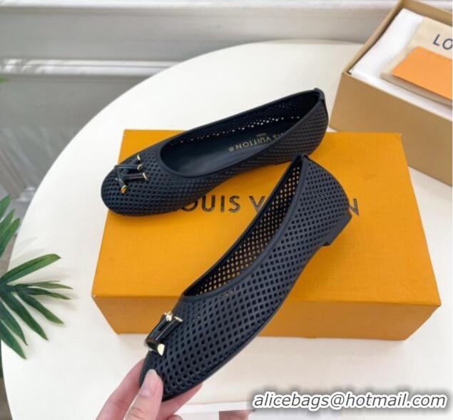 Unique Style Louis Vuitton Shake Flat Ballerinas Flat in Perforated Leather Black 905106