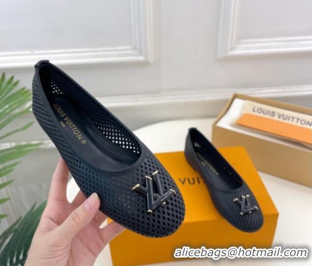 Unique Style Louis Vuitton Shake Flat Ballerinas Flat in Perforated Leather Black 905106