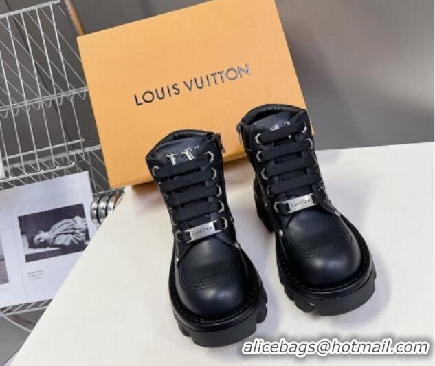 Best Product Louis Vuitton LV Checker Lace-up Ankle Boots 5cm in Calf Leather Black 905107