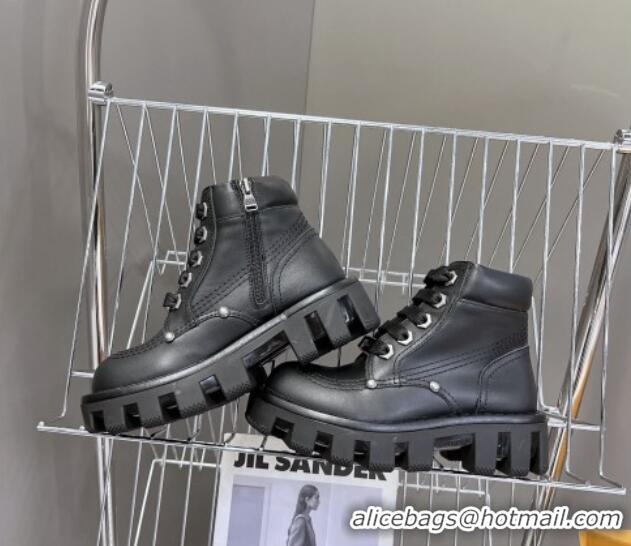 Best Product Louis Vuitton LV Checker Lace-up Ankle Boots 5cm in Calf Leather Black 905107