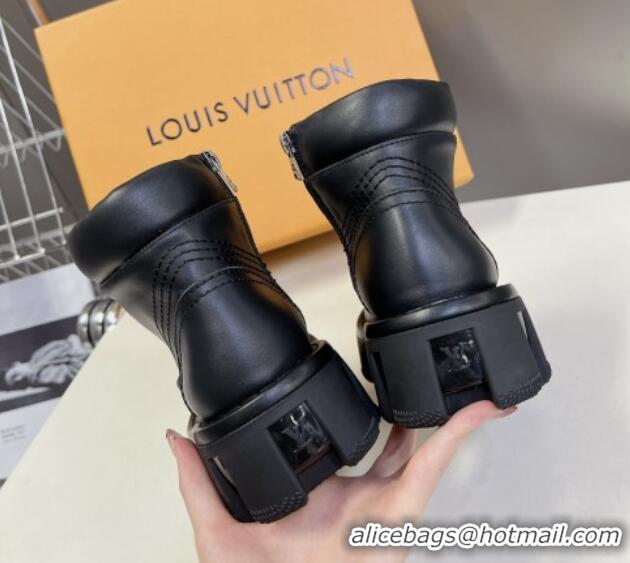 Best Product Louis Vuitton LV Checker Lace-up Ankle Boots 5cm in Calf Leather Black 905107