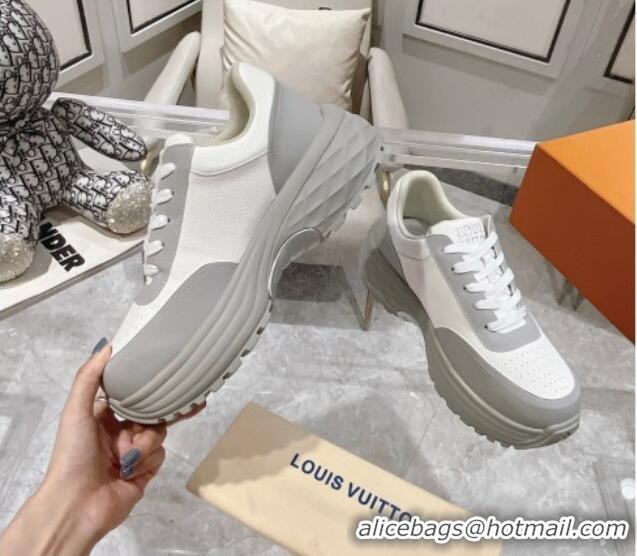 Purchase Louis Vuitton Men's Signature Grained Leather Sneakers Grey/White 905114