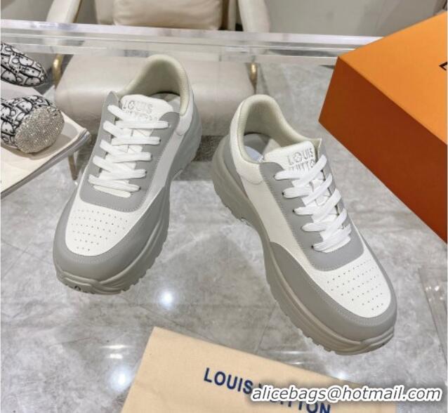 Purchase Louis Vuitton Men's Signature Grained Leather Sneakers Grey/White 905114