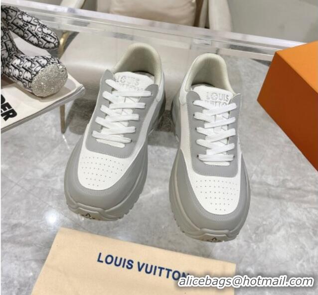 Purchase Louis Vuitton Men's Signature Grained Leather Sneakers Grey/White 905114