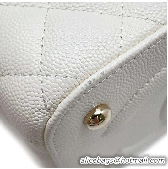 Promotional Chanel Small Vanity Case With Chain In Caviar Leather CH8140 White Light Gold