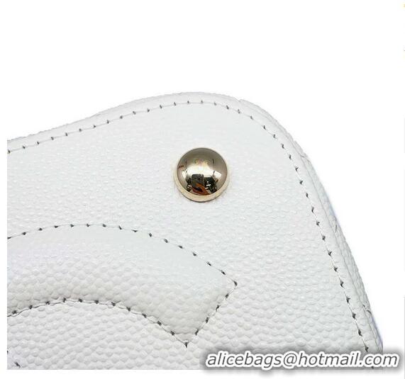 Promotional Chanel Small Vanity Case With Chain In Caviar Leather CH8140 White Light Gold