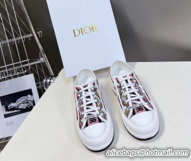 Good Looking Dior Walk'n'Dior Platform Sneakers in White Multicolor Cotton Embroidered with Dior 4 Saisons Été Motif 723