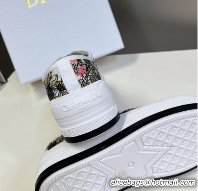 Good Looking Dior Walk'n'Dior Platform Sneakers in White Multicolor Cotton Embroidered with Dior 4 Saisons Été Motif 723