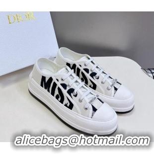 Sophisticated Dior Walk'n'Dior Platform Sneakers in White and Deep Blue Embroidered Cotton 7230064