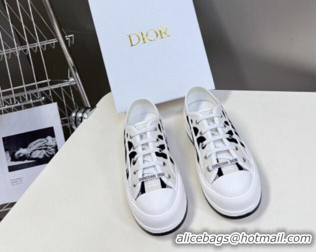 Sophisticated Dior Walk'n'Dior Platform Sneakers in White and Deep Blue Embroidered Cotton 7230064