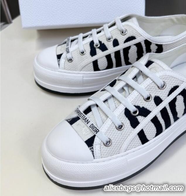 Sophisticated Dior Walk'n'Dior Platform Sneakers in White and Deep Blue Embroidered Cotton 7230064