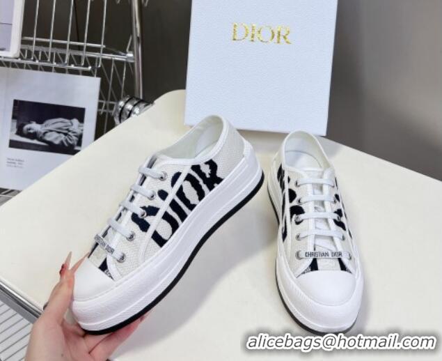 Sophisticated Dior Walk'n'Dior Platform Sneakers in White and Deep Blue Embroidered Cotton 7230064