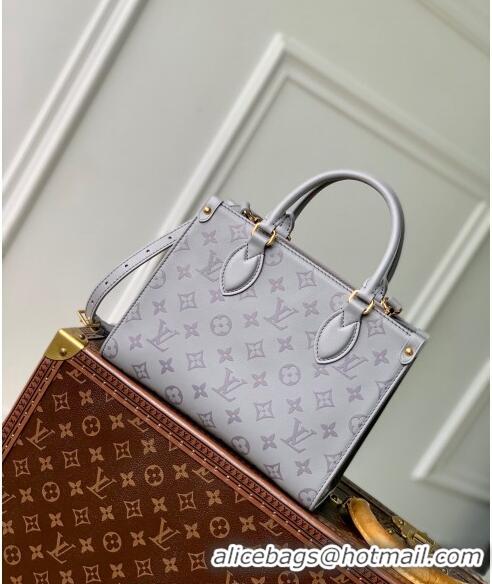 Unique Grade Louis Vuitton OnTheGo PM Tote Bag in Trianon Grey Calfskin M12465 2024