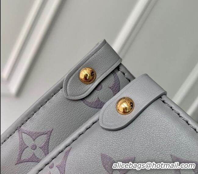 Unique Grade Louis Vuitton OnTheGo PM Tote Bag in Trianon Grey Calfskin M12465 2024