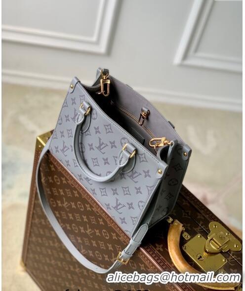 Unique Grade Louis Vuitton OnTheGo PM Tote Bag in Trianon Grey Calfskin M12465 2024