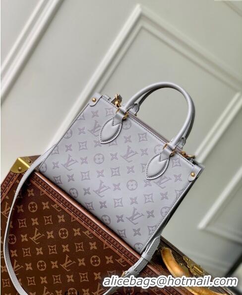 Unique Grade Louis Vuitton OnTheGo PM Tote Bag in Trianon Grey Calfskin M12465 2024