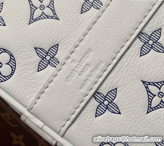 Shop Grade Louis Vuitton Keepall Bandouliere 50 Travel bag in Monogram Shadow Calfskin M24953 White Leather 2024