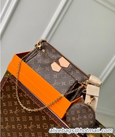 Famous Brand Louis Vuitton Multi-Pochette Accessoires Triple Shoulder Bag in Monogram Canvas M44823 Beige 2024