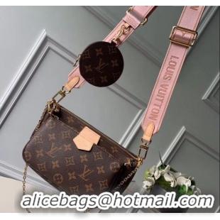 Inexpensive Louis Vuitton Multi-Pochette Accessoires Triple Monogram Canvas Shoulder Bag M44840 Pink 2024