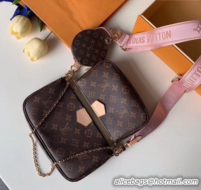 Inexpensive Louis Vuitton Multi-Pochette Accessoires Triple Monogram Canvas Shoulder Bag M44840 Pink 2024