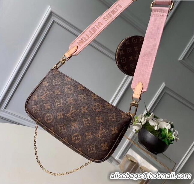 Inexpensive Louis Vuitton Multi-Pochette Accessoires Triple Monogram Canvas Shoulder Bag M44840 Pink 2024