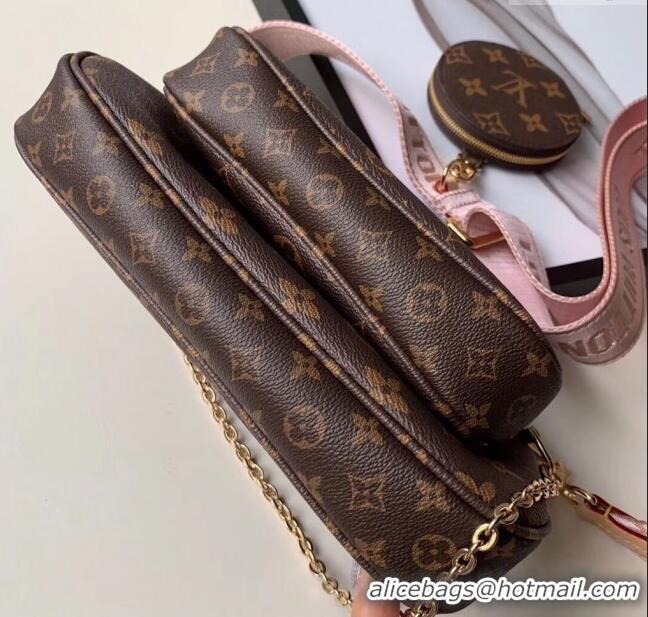 Inexpensive Louis Vuitton Multi-Pochette Accessoires Triple Monogram Canvas Shoulder Bag M44840 Pink 2024