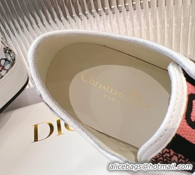 Buy Discount Dior Walk'n'Dior Platform Sneakers 4.5cm in in White and Pink Florilegio Embroidery 7230067