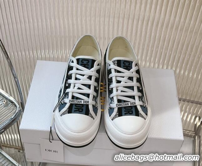 Sophisticated Dior Walk'n'Dior Platform Sneakers 4.5cm in Blue Butterfly Embroidery 7230069