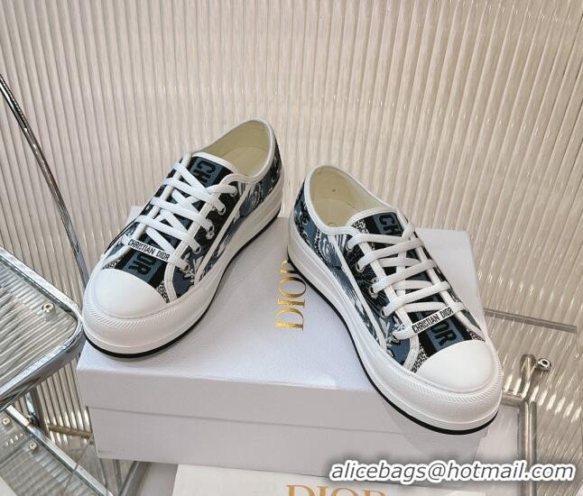 Sophisticated Dior Walk'n'Dior Platform Sneakers 4.5cm in Blue Butterfly Embroidery 7230069