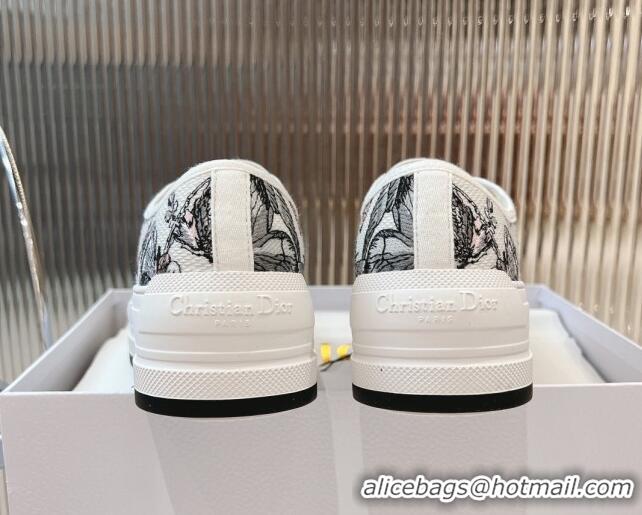 Stylish Dior Walk'n'Dior Platform Sneakers 4.5cm in White Multicolor Butterfly Embroidered Cotton 7230071