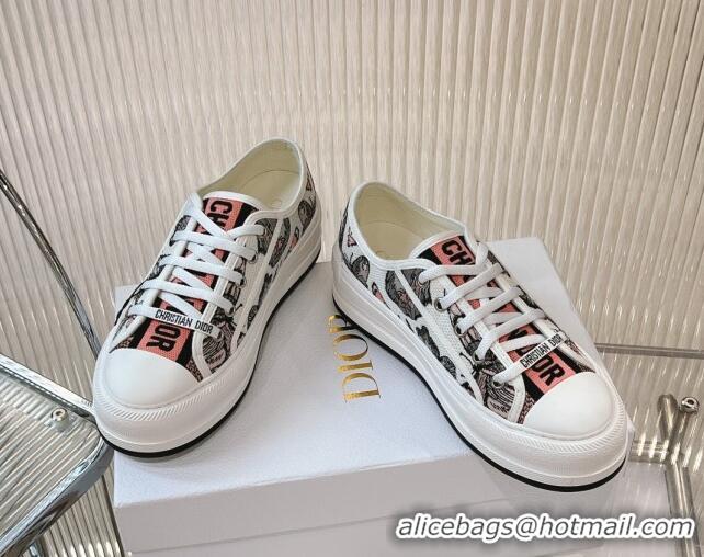 Stylish Dior Walk'n'Dior Platform Sneakers 4.5cm in White Multicolor Butterfly Embroidered Cotton 7230071