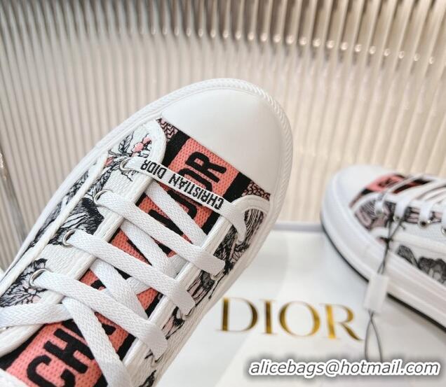 Stylish Dior Walk'n'Dior Platform Sneakers 4.5cm in White Multicolor Butterfly Embroidered Cotton 7230071