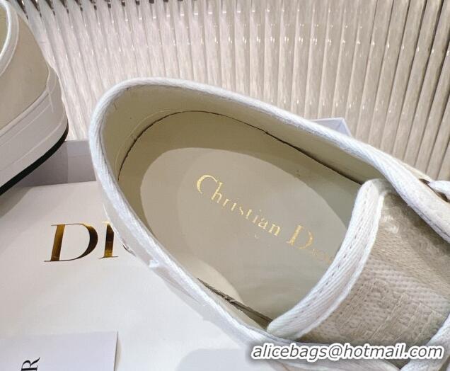 Top Grade Dior Walk'n'Dior Platform Sneakers 4.5cm in White Calfskin Textured with Dior Oblique Motif and Embroidered Co