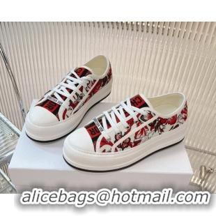 Best Grade Dior Walk'n'Dior Platform Sneakers 4.5cm in White Multicolor Jardin Botanique Embroidery 7230074