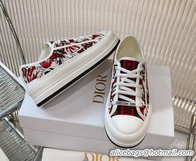 Best Grade Dior Walk'n'Dior Platform Sneakers 4.5cm in White Multicolor Jardin Botanique Embroidery 7230074