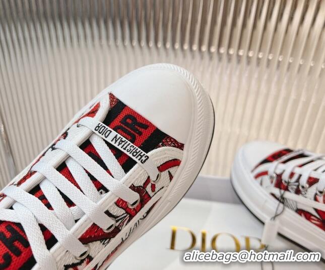 Best Grade Dior Walk'n'Dior Platform Sneakers 4.5cm in White Multicolor Jardin Botanique Embroidery 7230074