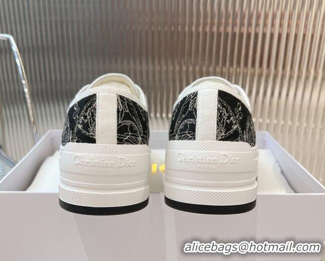 Unique Style Dior Walk'n'Dior Platform Sneakers 4.5cm in Black Butterfly Embroidered Cotton 7230076