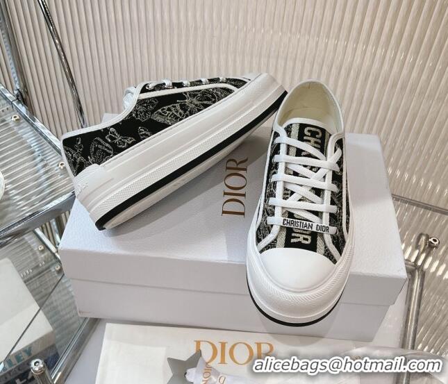 Unique Style Dior Walk'n'Dior Platform Sneakers 4.5cm in Black Butterfly Embroidered Cotton 7230076