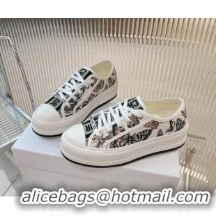 Good Looking Dior Walk'n'Dior Platform Sneakers 4.5cm in White 2 Butterfly Embroidered Cotton 7230077