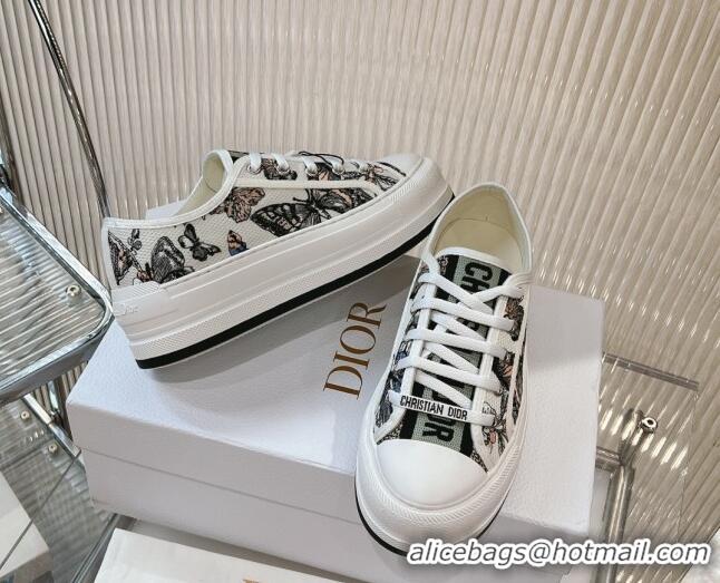 Good Looking Dior Walk'n'Dior Platform Sneakers 4.5cm in White 2 Butterfly Embroidered Cotton 7230077